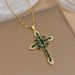 Religious Colorful Zircon Cross Necklace Jesus Prayer Gold Plated Copper Pendant Stainless Steel Chain Necklaces Jewelry_maomaolike.com