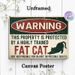 Funny Fat Cat Warning Painting Poster, Vintage Distressed Style Poster, Humorous "property Protected By Fat Cat" Design, Whimsical Decorative Piece_maomaolike.com