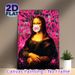 Mona Lisa Graffiti Style Painting Poster, Playful Bubble Gum-blowing Mona Lisa With Bold Pink Graffiti Splash Poster, Creative Artistic Decor Ideal_maomaolike.com