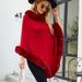 Women's Clothing 2023 autumn and winter new women's clothing shawl tassel cape fur collar pullover sweater women_maomaolike.com