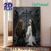 Gothic Dark Fantasy Painting Poster, Mysterious Moody Gothic-style Poster, Featuring Two Women With Crows By Ornate Iron Gate, Atmospheric Dark Decor_maomaolike.com