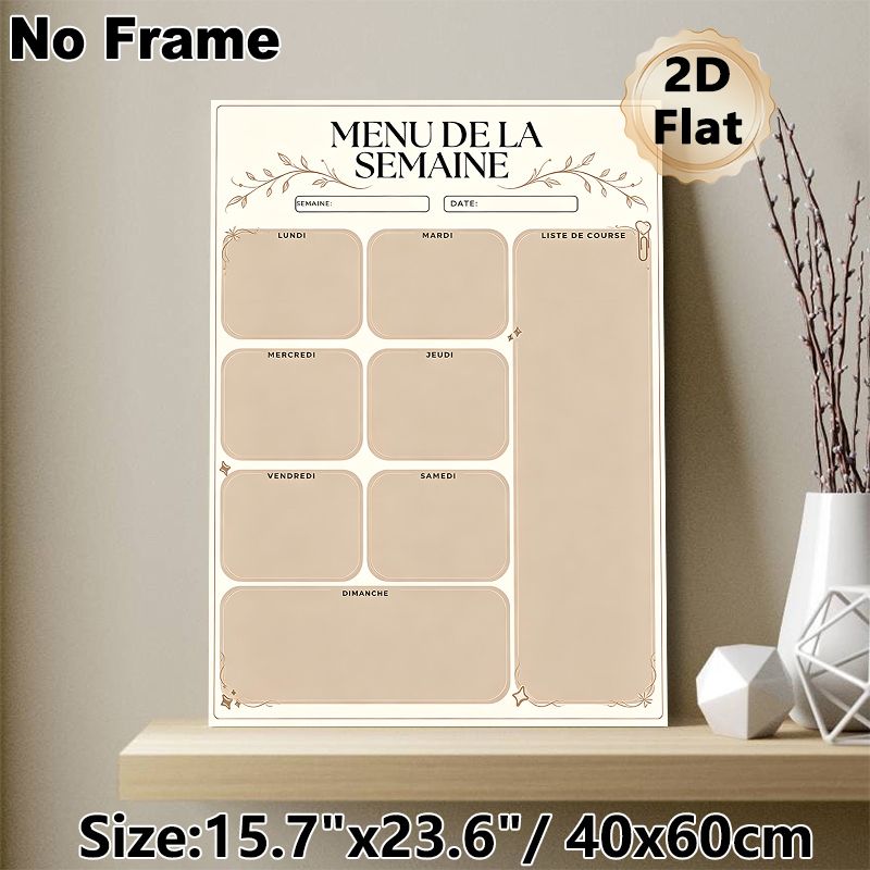 French Weekly Menu Planner Painting Poster, Elegant Neutral-toned Meal Schedule Poster, Organizes Weekly Meals And Grocery Lists, Ideal For Kitchen_maomaolike.com