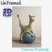 Yoga Llama Painting Poster, Cute Whimsical Llama With Pink Headband Doing Yoga On Exercise Ball Poster, Playful Decorative Piece Ideal For Gym, Home_maomaolike.com