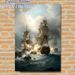 Naval Battle Painting Poster, Dramatic Realistic Vintage Warships Combat Scene Poster, Captivating Historical Nautical Decor For Home Office, Living_maomaolike.com
