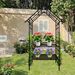 Metal Garden Arch With Bench Turned Into Flower Stand W58.07*H97.24 Climbing Plants Support Rose Arch Outdoor Black_maomaolike.com