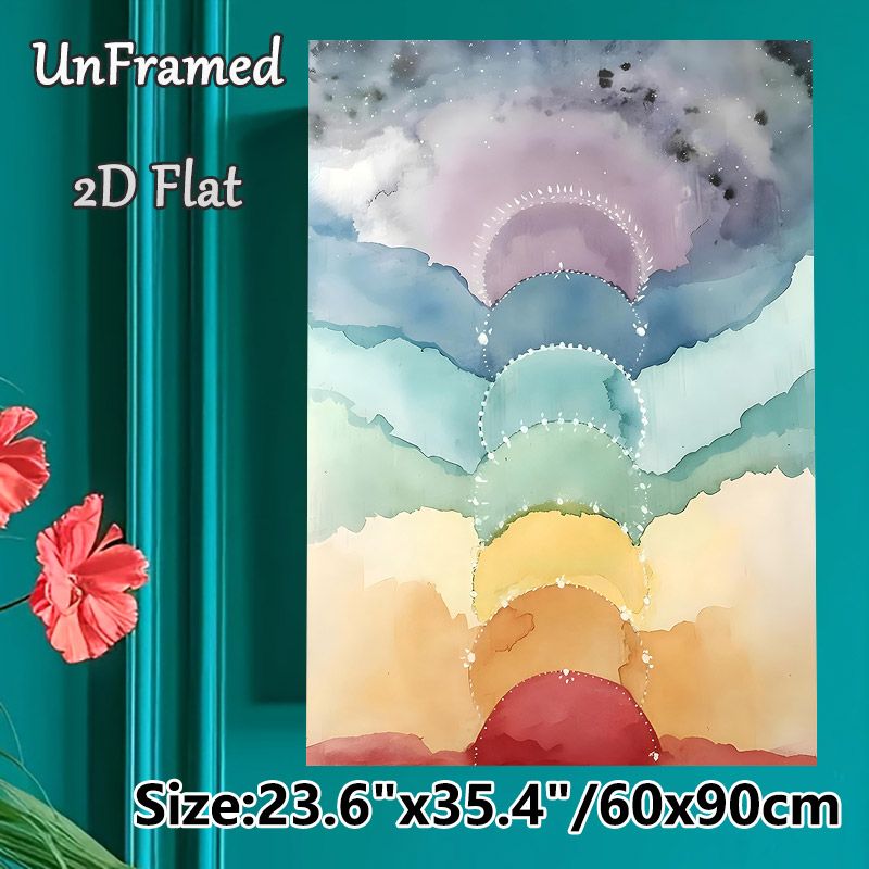 Rainbow Cloud Themed Painting Poster, Soft Watercolor Gradient Poster, Gentle Dreamy Aesthetic Ideal For Bedroom And Living Room Wall Decor_maomaolike.com