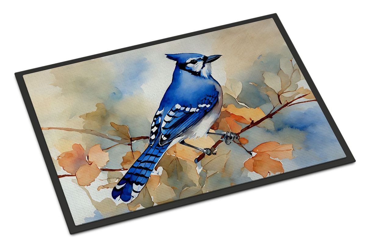 Blue Jay Doormat Front Door Mat Indoor Outdoor Rugs For Entryway, Non Slip Washable Low Pile, 24H X 36W_maomaolike.com