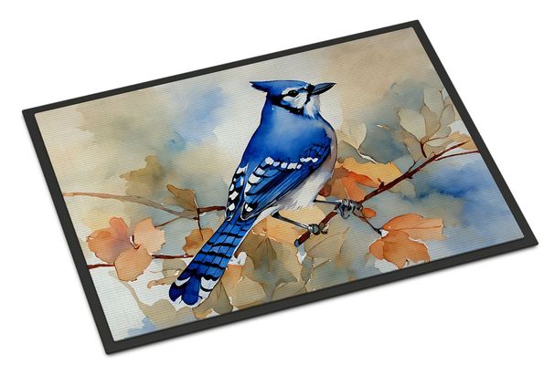 Blue Jay Doormat Front Door Mat Indoor Outdoor Rugs For Entryway, Non Slip Washable Low Pile, 24H X 36W_maomaolike.com
