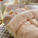 Wholesale Ins Princess Style Wrinkled Lace Milk Velvet Four-Piece Winter Warm Mixed Color Flannel 4-Piece Set_maomaolike.com