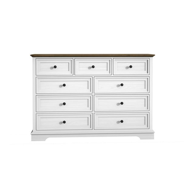9 Drawer Dresser With Wooden Top, Tall Fabric Dresser & Chest Of Drawers For Bedroom Closet Living Room_maomaolike.com