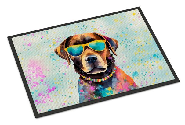 Chocolate Labrador Hippie Dawg Doormat Front Door Mat Indoor Outdoor Rugs For Entryway, Non Slip Washable Low Pile, 24H X 36W_maomaolike.com