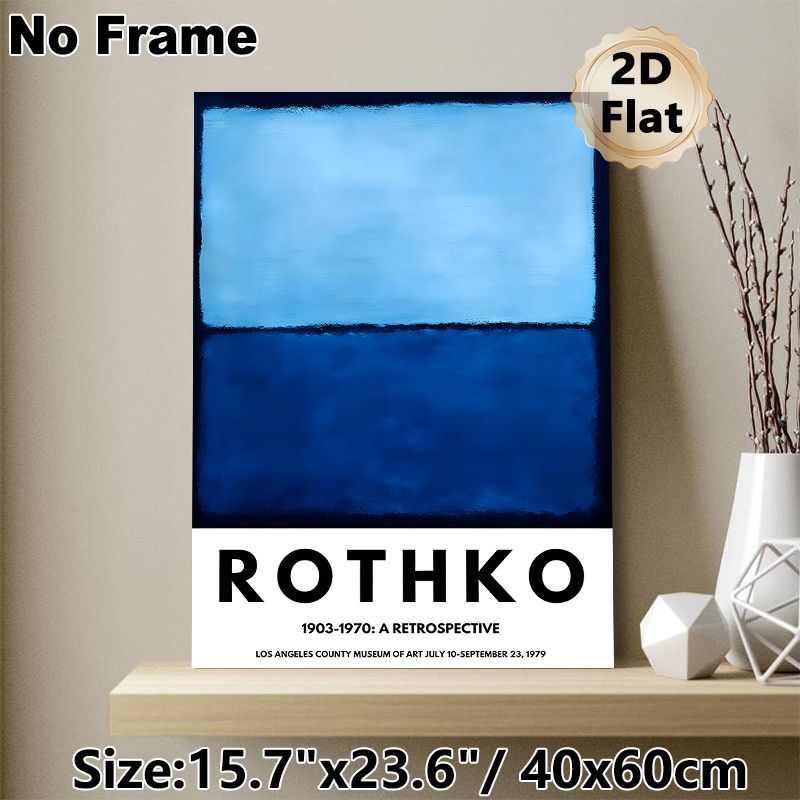 Blue Abstract Color Block Art Painting Poster, Minimalist Soft Gradient Blue Block Poster, Calming Elegant Wall Decor For Living Room, Office, Art_maomaolike.com