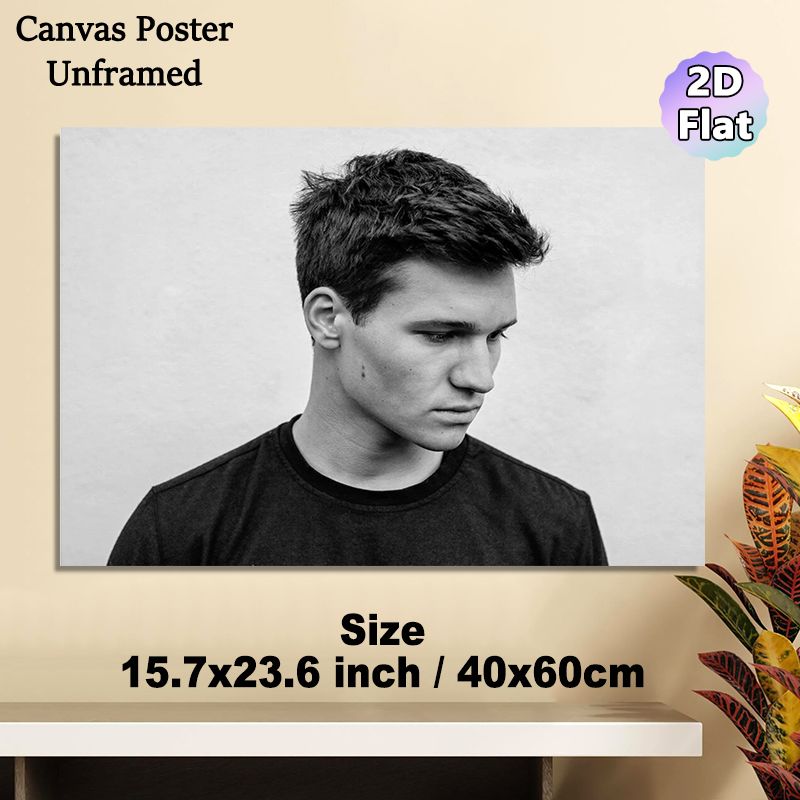 Monochrome Portrait Painting Poster, Minimalist Black-and-White Young Man Portrait Poster, Elegant Understated Wall Decor Ideal For Bedroom, Living_maomaolike.com