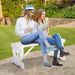 2-Person Wooden Garden Bench, Outdoor Wagon Wheel Porch Bench For Backyard Garden, Support 550 LBS, Rustic Country Style Patio Furniture, White_maomaolike.com
