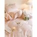 Brushed Cartoon Rabbit Girly Style Long Staple Pure Cotton Four-Piece Set Embroidered Duvet Cover For 1.2m Bed_maomaolike.com