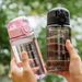 550ML Space-Themed Water Bottle With Anti-Slip Lid & Handle - Durable Plastic, Leak-Proof Design For Outdoor Sports,_maomaolike.com