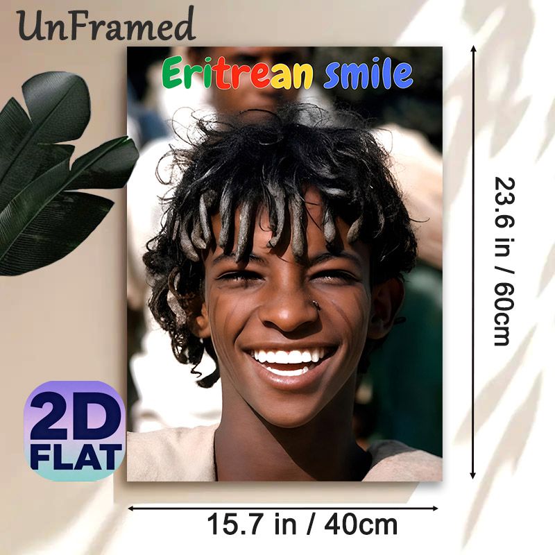 Eritrean Smile Painting Poster, Warm-toned Realistic Portrait Poster, Captures Authentic Cheerful Vibe, Ideal For Home Wall Decor, Living Room And_maomaolike.com