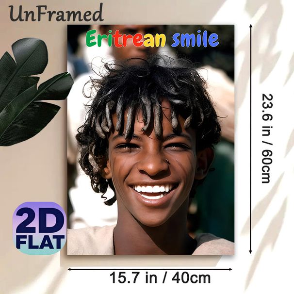Eritrean Smile Painting Poster, Warm-toned Realistic Portrait Poster, Captures Authentic Cheerful Vibe, Ideal For Home Wall Decor, Living Room And_maomaolike.com
