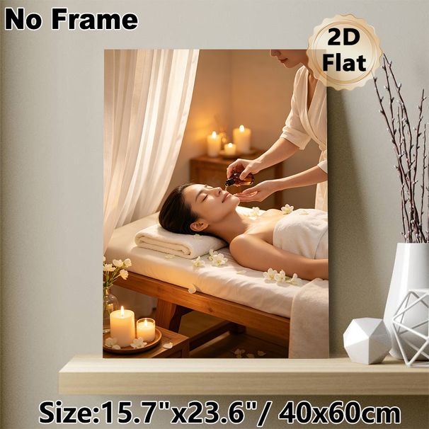Spa Massage Painting Poster, Warm-toned Tranquil Spa Scene Poster, Offers Soothing Ambiance, Suitable For Spa Salon, Wellness Center And Relaxation_maomaolike.com