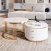 Modern 2 Pieces White Round Nesting Coffee Table With Drawers In 27.6''_maomaolike.com
