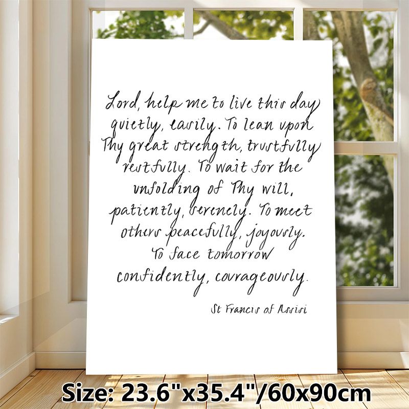 Religious Prayer Painting Poster, Elegant Cursive Typography Poster, Inspirational Spiritual Text From St. Francis Of Assisi, Ideal For Home, Bedroom_maomaolike.com