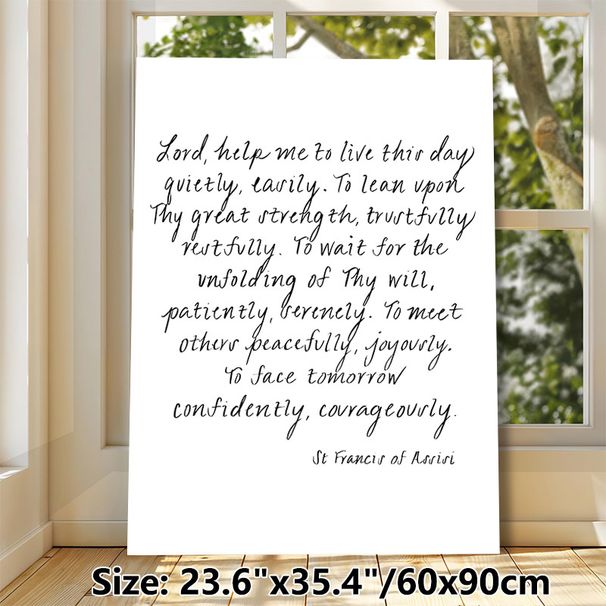 Religious Prayer Painting Poster, Elegant Cursive Typography Poster, Inspirational Spiritual Text From St. Francis Of Assisi, Ideal For Home, Bedroom_maomaolike.com