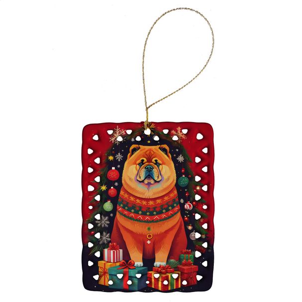 Chow Chow Holiday Christmas Porcelain Ornament Christmas Tree Hanging Decorations For Home Christmas Holiday, Rectangle, Gift, Multicolor_maomaolike.com