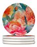 Peonies In Watercolor Large Sandstone Coasters Pack Of 4 Absorbent Round Coasters Decor Gifts For Men Or Women, 4 In, Multicolor_maomaolike.com