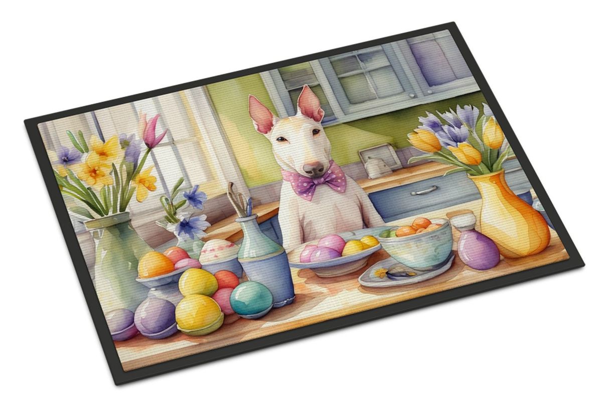 Decorating Easter Bull Terrier Doormat Front Door Mat Indoor Outdoor Rugs For Entryway, Non Slip Washable Low Pile, 24H X 36W_maomaolike.com