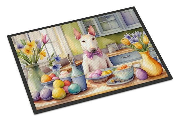 Decorating Easter Bull Terrier Doormat Front Door Mat Indoor Outdoor Rugs For Entryway, Non Slip Washable Low Pile, 24H X 36W_maomaolike.com
