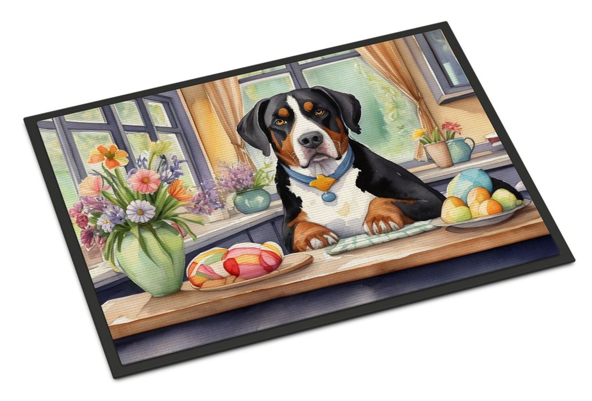 Decorating Easter Greater Swiss Mountain Dog Doormat Front Door Mat Indoor Outdoor Rugs For Entryway, Non Slip Washable Low Pile, 24H X 36W_maomaolike.com