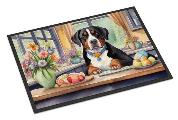Decorating Easter Greater Swiss Mountain Dog Doormat Front Door Mat Indoor Outdoor Rugs For Entryway, Non Slip Washable Low Pile, 24H X 36W_maomaolike.com