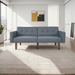 Mid-Century Modern PU Leather Matte Gray Sofa – 68'' Wide 3-Seater Tufted Couch With Wooden Legs For Small Spaces, Living Room & Office_maomaolike.com