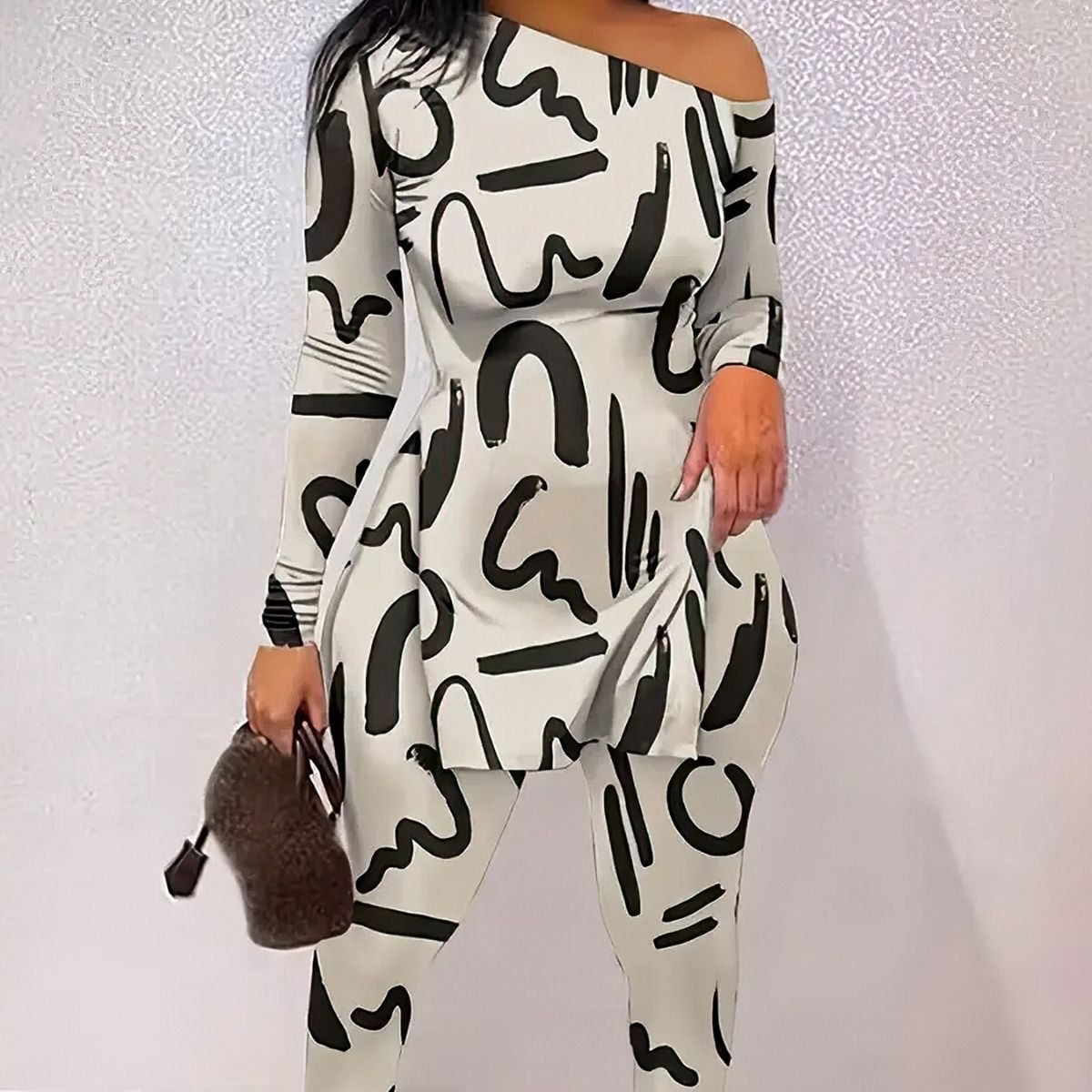 Women's clothing fashion casual print long sleeved suit_maomaolike.com