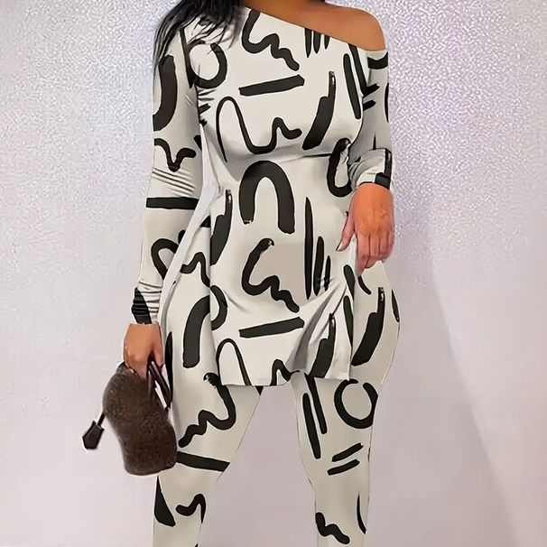 Women's clothing fashion casual print long sleeved suit_maomaolike.com