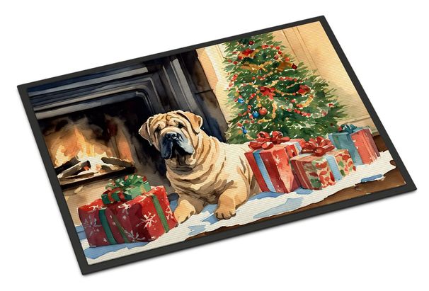 Shar Pei Cozy Christmas Doormat Front Door Mat Indoor Outdoor Rugs For Entryway, Non Slip Washable Low Pile, 24H X 36W_maomaolike.com