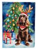 Chocolate Cocker Spaniel Christmas Reindeer House Flag Large Porch Sleeve Pole Decorative Outside Yard Banner Artwork Wall Hanging, Polyester, House Size, Multicolor_maomaolike.com
