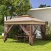 Outdoor Patio Pop Up Canopy Gazebo Shelter With Zipper Netting, Carry Bag, 11' X 11', Khaki_maomaolike.com