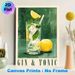 Gin & Tonic Themed Painting Poster, Vibrant Stylized Cocktail Illustration Poster, Refreshing Lemon-mint Drink Design, Ideal For Bar, Kitchen Or_maomaolike.com