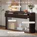 TREXM Oval Fluted Console Table With 2 Drawers And Bottom Shelf, Wood Entryway Table With Smooth Metal Slides For Living Room, Entryway Espresso_maomaolike.com