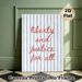 Liberty And Justice Themed Painting Poster, Soft-hued Handwritten Script With Blue Vertical Stripe Poster, Inspirational Typography Decor Ideal For_maomaolike.com