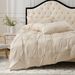 Embossed Floral Duvet Cover Set Beige Pleated Textured Bedding 3-Piece With Pillowcases - Luxury Hotel Style Home_maomaolike.com