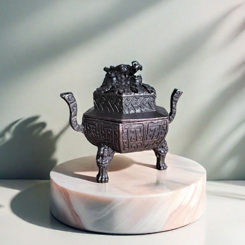 Dragon Head Pure Copper Antique-Style Ming-Qing Retro Home Indoor Living Room Vintage Incense Lingzhi Flower Sandalwood Burner_maomaolike.com