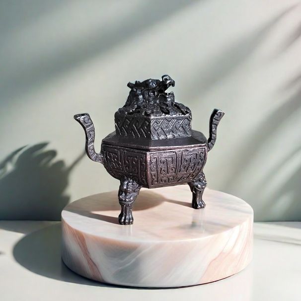 Dragon Head Pure Copper Antique-Style Ming-Qing Retro Home Indoor Living Room Vintage Incense Lingzhi Flower Sandalwood Burner_maomaolike.com