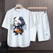 Men's Clothing 2024 Waffle Casual Summer Suit Men's Loose Teen Short sleeved T shirt Shorts Handsome Two piece Suit_maomaolike.com