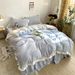 Ins Girl Heart Korean Style Thickened Warm Coral Milk Fleece Four-Piece Set Ruffled Winter French Velvet Bed Skirt_maomaolike.com