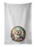 Coton De Tulear And Flowers Kitchen Towel Set Of 2 White Dish Towels Decorative Bathroom Hand Towel For Hand, Face, Hair, Yoga, Tea, Dishcloth, 19 X 28", White_maomaolike.com