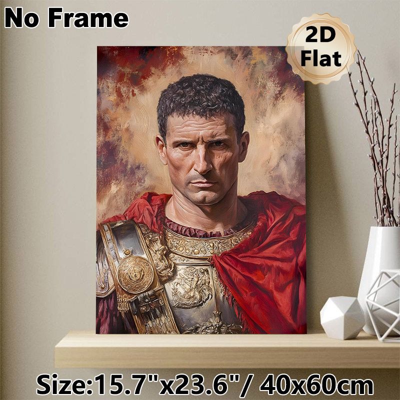 Roman Military Leader Portrait Painting Poster, Realistic Rich-toned Historical Figure Poster, Sophisticated Historical Decor Ideal For Home, Office_maomaolike.com