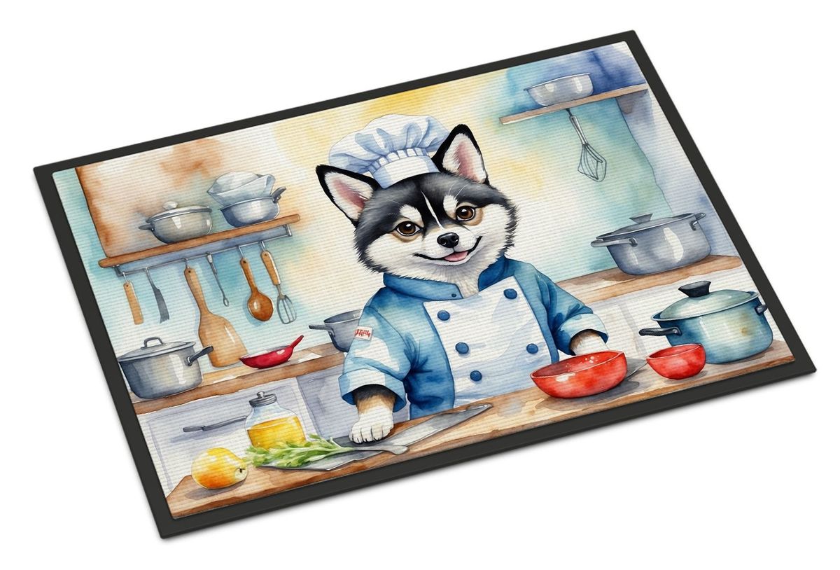 Alaskan Klee Kai The Chef Doormat Front Door Mat Indoor Outdoor Rugs For Entryway, Non Slip Washable Low Pile, 24H X 36W_maomaolike.com
