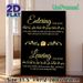 Islamic Home Dua Painting Poster, Luxe Gold-on-black Decorative Poster, Features Traditional Entry & Leaving Home Religious Verses With Floral_maomaolike.com